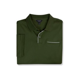 Banana Republic Mens Standard Fit Luxe Touch Cotton Piping Knit Two Button Polo Shirt, (Medium, Tree Grove Green)