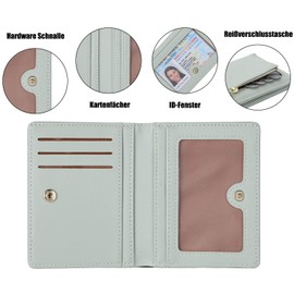 RRANCharltu Women's Small Leather Purse, Short Women's Mini Purse with Zip, Coin Compartment, Wallet, Green