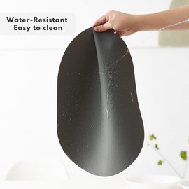 Placemats, Silicone Placemats, Set of 4, Non-Slip, Oil Proof, Water Proof, Heat Resistant, Stain Resistant, Easy to Clean, Leather Texture, Oval (Earthy Grey)