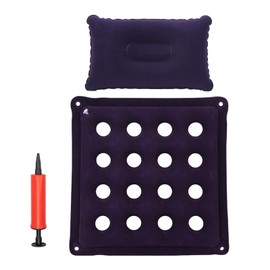 ZPLASK 1 Pcs 16 Holes Square Inflatable Cushion + 1pcs Bonus Air Pump + 1 Pcs Blow Up Pillow, Health Prevention Air Cushions for Pressure Relief, Pressure Cushion for Wheelchair Office Chair
