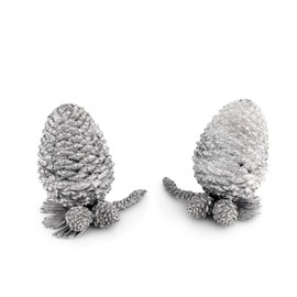 Vagabond House Pewter Metal Black Forest/Nature Pine Cones Salt and Pepper Shaker Shakers Set 3 inch Tall