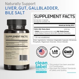 VINATURA TUDCA Milk Thistle 1250mg - Tudca Supplement, Tudca Bile Salts, Liver Support, Gallbladder Supplements *USA Made and Tested* Bile Salts Supplement - 90 Capsules