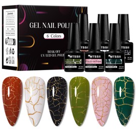 6 Colors Crackle Gel Nail Polish Set Purple Red Blue Green Pink White Amazing Crackle Effect Long-lasting UV LED Lamp Needed