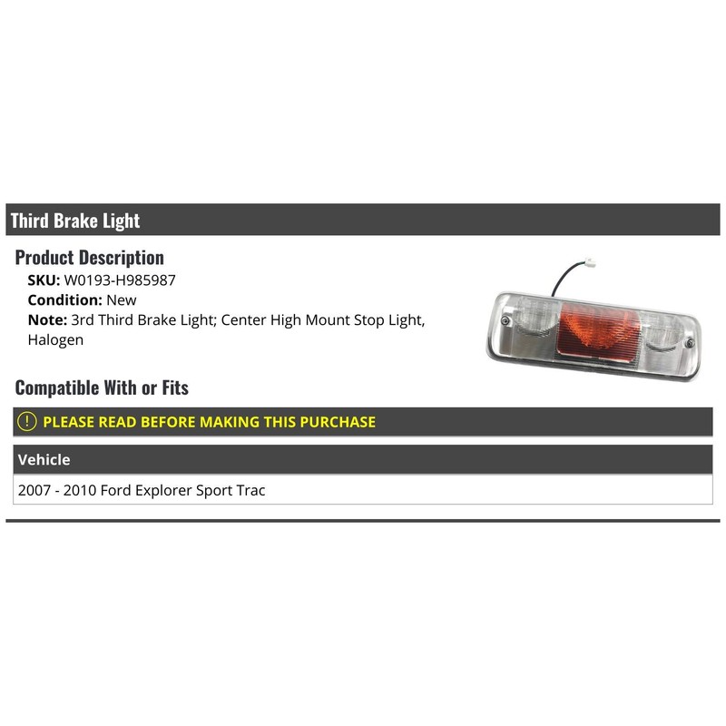 3rd Third Brake Light Lens - Center High Mount Stop