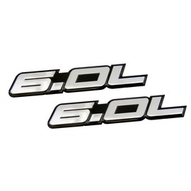 ERPART 6.0L Liter in Silver on Black Highly Polished Aluminum Car Truck Engine Swap Nameplate Badge Logo Emblem Compatible with Ford (Pack of 2)