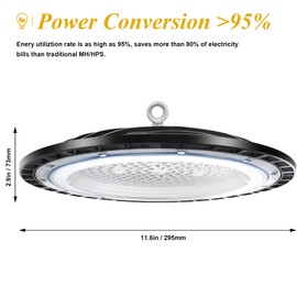 4Pack 100W UFO LED High Bay Light 10000 Lumens Industrial Lamp Commercial Area Lighting Fixture, Daylight White 6500K LED Shop LightsCommercial Lighting Fixture for Workshop Factory Warehouse Garage