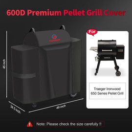 Comnova Grill Cover for Traeger Ironwood 650-600D Wood Pellet Smoker Cover for Traeger Waterproof & Heavy Duty, Premium Pellet BBQ Cover Accessory for Treager Ironwood 650 Grills