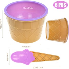 LTHERMELK Pack of 6 Reusable Ice Cream Bowls for Ice Cream with Spoons, Ice Cream Bowls in Candy Colours (Yellow + Blue + Green + Orange + Pink + Purple)