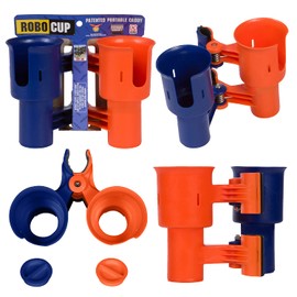 ROBOCUP, (Navy & Orange), Best Cup Holder for Drinks, Fishing Rod/Pole, Boat, Beach Chair, Golf Cart, Wheelchair, Walker, Drum Sticks, Microphone Stand