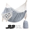 Anyoo Hammock Garden Cotton Hammock Comfortable Fabric Elegant Deluxe Tassels