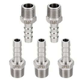 sourcing map 5pcs Stainless Steel Barbed Fitting 1/4" NPT Male to 5/16" Hose ID for Home Brew Pipe Fitting Direct Thread Tower Connector Durable Construction