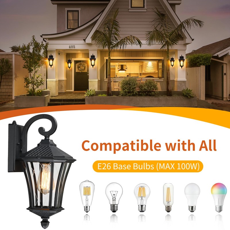 YSN 2 Pack Dusk to Dawn Outdoor Light Fixture Wall