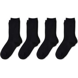 Okamoto School School Socks, 4 Pairs Set, Crew Length, Silver Ion, Deodorizing, Antibacterial, Odor Resistant, Durable Toe and Heel Treatment, Girls, Black