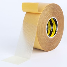MILEQEE 1 x double-sided fabric tape, 5 cm x 20 m, high adhesion, strong and robust carpet tape, durable tape, multi-purpose tape, easy removal without residue, easy to tear off