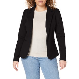 ICHI IHKATE BL Women's Blazer, Short Stretch Jacket, One-Button, with Lapel Collar, Black (10001)