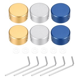 sourcing map 6 Pcs Footswitch Toppers Guitar Pedal Button Caps Metal Footswitch Top Cover 3/8" for Guitar Effects Pedal Buttons, Gold, Silver, Dark Blue