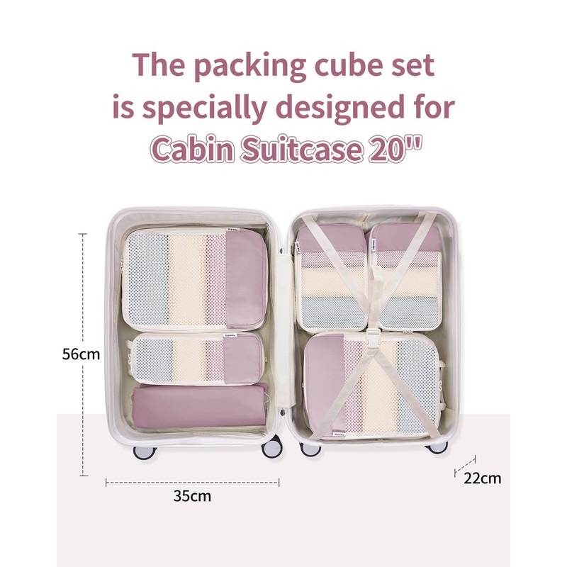 Narwey 6 Set Compression Packing Cubes for Backpack and Suitcases,
