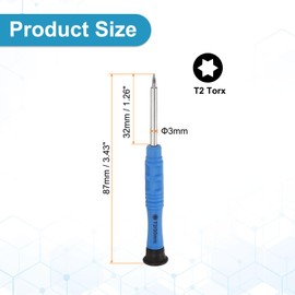 sourcing map 2pcs T2 Torx Mini Screwdriver 3mm Torx Head 87mm Length for Small Appliances Repairs, Blue