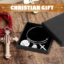 Sinmoe Christian Gifts Christ Bracelet Jewellery with Gift Box With God All Things Are Possible Christening Gifts for Girls Women Bible Verse Inspirational Bracelet for Friends Family Colleagues