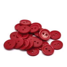 50 x Red Round Ridge 15mm Resin Buttons with 2 Sewing Holes. for Clothes Kniting and General Arts and Crafts (Red, 15mm)