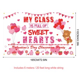 My Class is Full of Sweethearts Backdrop Banner Valentine's Day Banner Background Photo Booth Props School Classroom Valentines Day Decorations for Teacher Student Valentines Day Decorations