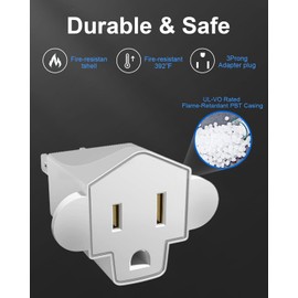 Portable 3 Prong to 2 Prong Outlet Adapter, Fireproof 392℉ 3-2 Prong Adapter Converter, Heavy Duty Wall Plug Adapter for Household Appliances Industrial, 1875W Max, 4 Packs