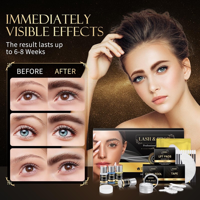 Lash Lift and Eyebrow Lamination Kit, Eyelash Curling & Perm