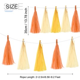 sourcing map 30Pcs Light Yellow,Cream,Orange Tassel Garland Banner with Rope Tissue Paper Tassels Party DIY Kits for Anniversary Wedding Birthday Party