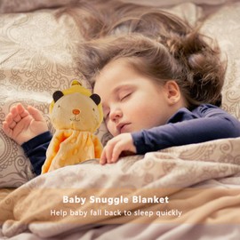 Lion Security Blanket Orange Soft Plush Loveys for Babies Taggy Blanket 11" Baby Snuggle Cruddle Toy with Stuffed Animal Blanket Unisex Lovie Gifts for Infant Toddler