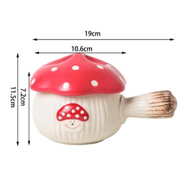 Soulnioi Mushroom Soup Bowl, Ceramic Cute Mushroom Crocks with Lid, 550ML Salad Bowl with Handle