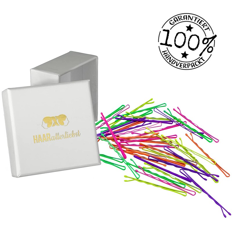HAARallerliebst Bobby Pins Hair Clips (Pack of 40 | Neon