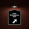 Park Emergency Exit Black Sign Arrow Up Right Aluminum Composite