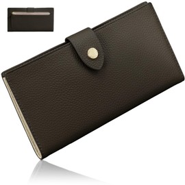 Encore Women's Long Wallet, Ultra Thin, 0.3 inch (7 mm), Genuine Leather, Thin, Lightweight, Slim, Compact, Coin Purse, Cashless Leather, Skimming Prevention, RFID, Black