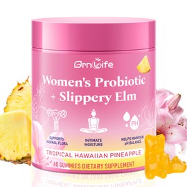 Women's Probiotic Slippery Elm Gummies, Her Juicy Feminine Probiotics Gummies for pH Balance & Immune Supports, Pineapple Flavor, 60 Count