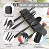 Large Reusable Travel Utensils Set with Case, Plastic Set for
