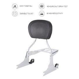 Kinglemc sissy bar Backrest Luggage Rack for Harley Breakout FXSB FXSE FXST with Docking Kit (Silver,Non-Studded)