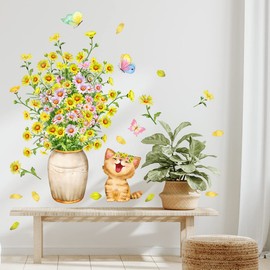 Generic Wall Sticker Flower Wild Chrysanthemum Tulip Roses Kinako Chrysanthemum Wall Stickers Wall Stickers Wall Paper Painting Waterproof Wall Stickers Removable Flowers Living Room Bedroom