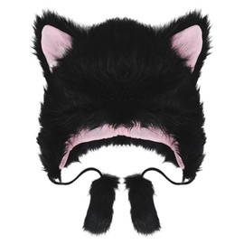 Apparlxer Headwear, Cat Cosplay Hat, Halloween, Fluffy, Cats, Hat, Unisex, Headwear, Costume Accessory (Black)