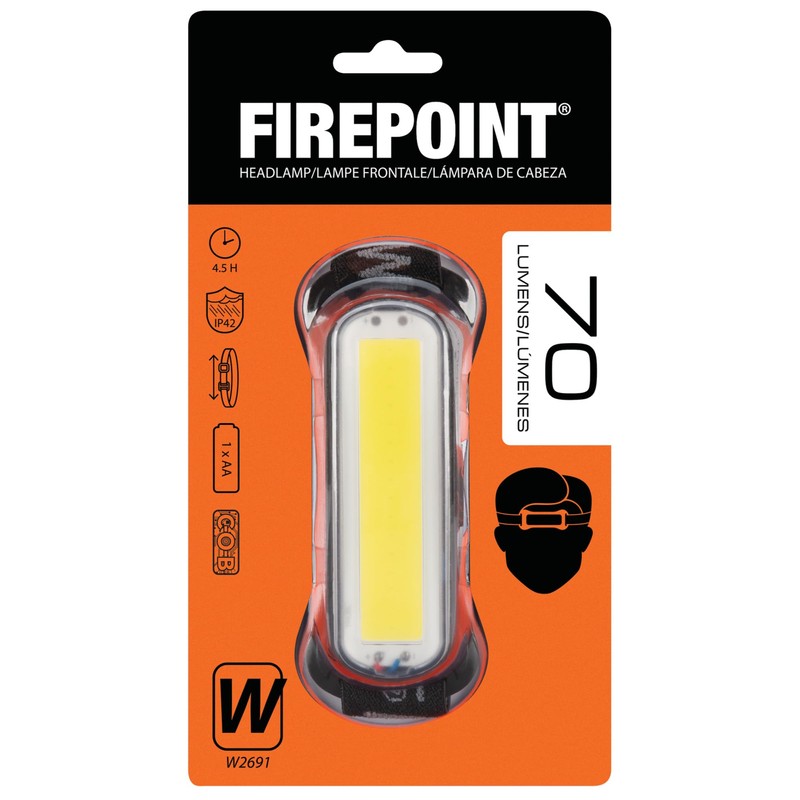 Performance Tool W2691 Firepoint 70LM AA Headlamp - Adjustable Elastic