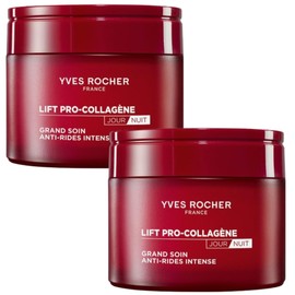 Yves Rocher DUO Pack Lift Pro Collagene: Crema Intensiva Dia y Noche Rellenadora de Arrugas con Ácido Hialurónico y Cólageno Vegetal - Alisa, Rellena y Nutre la Piel - Para Todo Tipo de Piel - 2 Pack (75 ml C/U)