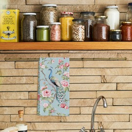 Qpenm Chinoiserie Floral Peacock Kitchen Towels, Blue Chinoiserie Kitchen Towels, Chinoiserie Decor Dish Towels for Kitchen, Peacock Bathroom Decor, Floral Bird Decorative Hand Towels 16x24 Inches