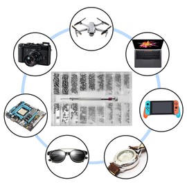 Diompirux Pack of 500 Micro Screws, 18 Sizes, Tiny Micro Screws, with Phillips Screwdriver, Countersunk Screws, Flat Head Screws, Watchmakers Screws Repair Kit, for Watches, Glasses, Laptop