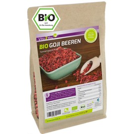 Vita2You Bio Goji Beeren 1kg Zippbeutel - ungeschwefelt - Ökologischer Anbau - Wolfsbeeren - 1000g - Premium Qualität