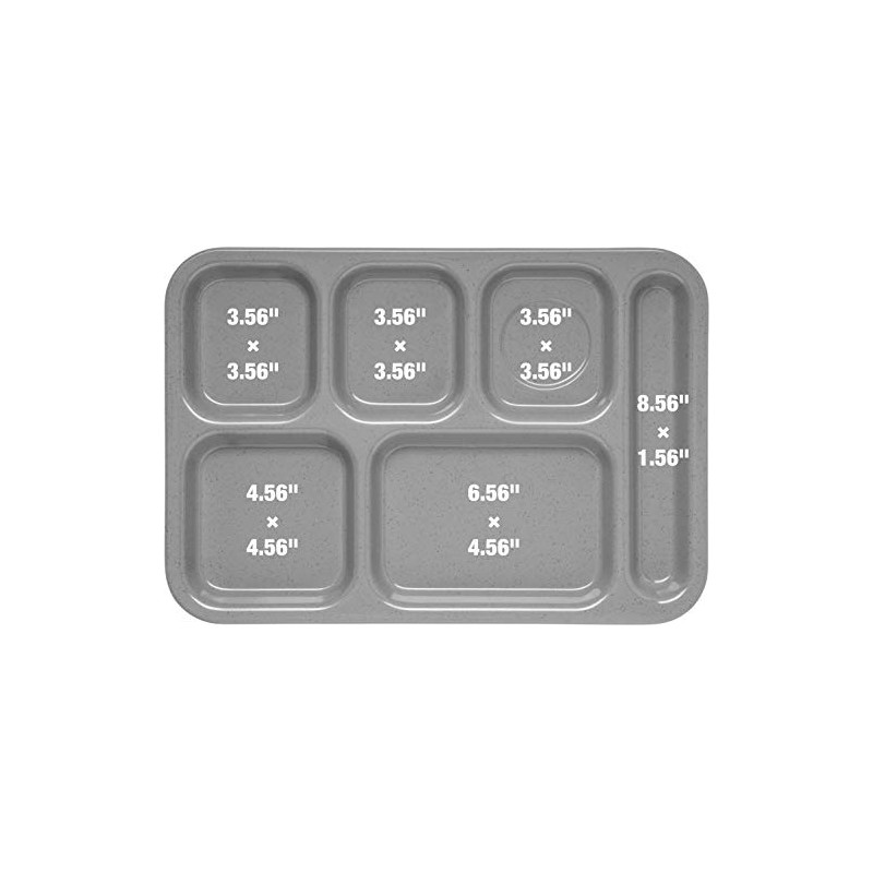 Carlisle FoodService Products P614R09 Right-Hand 6-Compartment Polypropylene Tray, 10" x