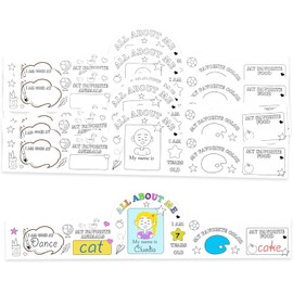 24 Sets All About Me Crown Crafts Kits Color Your Own Paper Crown Hats with Elastic DIY First Day of School Party Hats for Kindergarten Home Classroom School Party