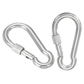 sourcing map Screw Locking Clips M10 3.98 Inch,304 Stainless Steel Spring Snap Hook for Outdoor Lifting Hanging Camping Swing Hammock Hiking Quick Link Pack of 2