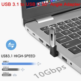 QIANRENON 10Gbps USB 3.1 to USB C 90° Angle Adapter USB A Male to USB C Female L-Shape Angle Converter, for OTG Data Transfer 3A Charging, for PC Laptop Tablet, 2 Pieces (Positive Bend/Socket Top)