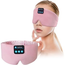 Joythink Sleep Headphones Bluetooth Sleep Mask Silk Headband Earphones Bluetooth Eye Mask for Sleeping On Side Blackout Soft Sleep Earphones Music Eye Cover
