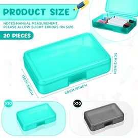 Zhehao 20 Pack Large Clear Pencil Box Bulk Plastic Pencil Case with Lid Crayon Maker Pen Organizer Stackable Craft Storage Containers Art Box for Beads Kids School Supplies Classroom(Black, Green)