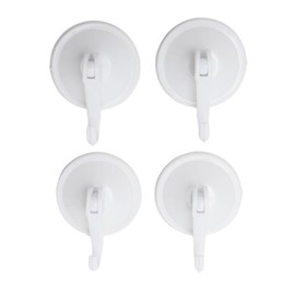 Suction Cup Hooks, 4 Pieces, Suction Hooks, Removable, Reusable, Non-mark, Waterproof Suction Cups, Wall Hooks, Clothes Hangers, Without Nails & Glue for Any Smooth Level Surface, Bathroom, Kitchen,